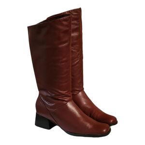 Vintage Women Leather Burgundy Midcalf Boots By Markon Size 8.5M